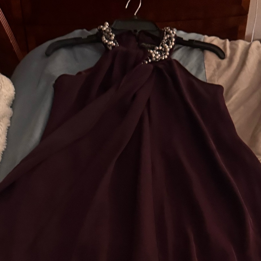Embellished Halter Wedding Dress in Deep Plum